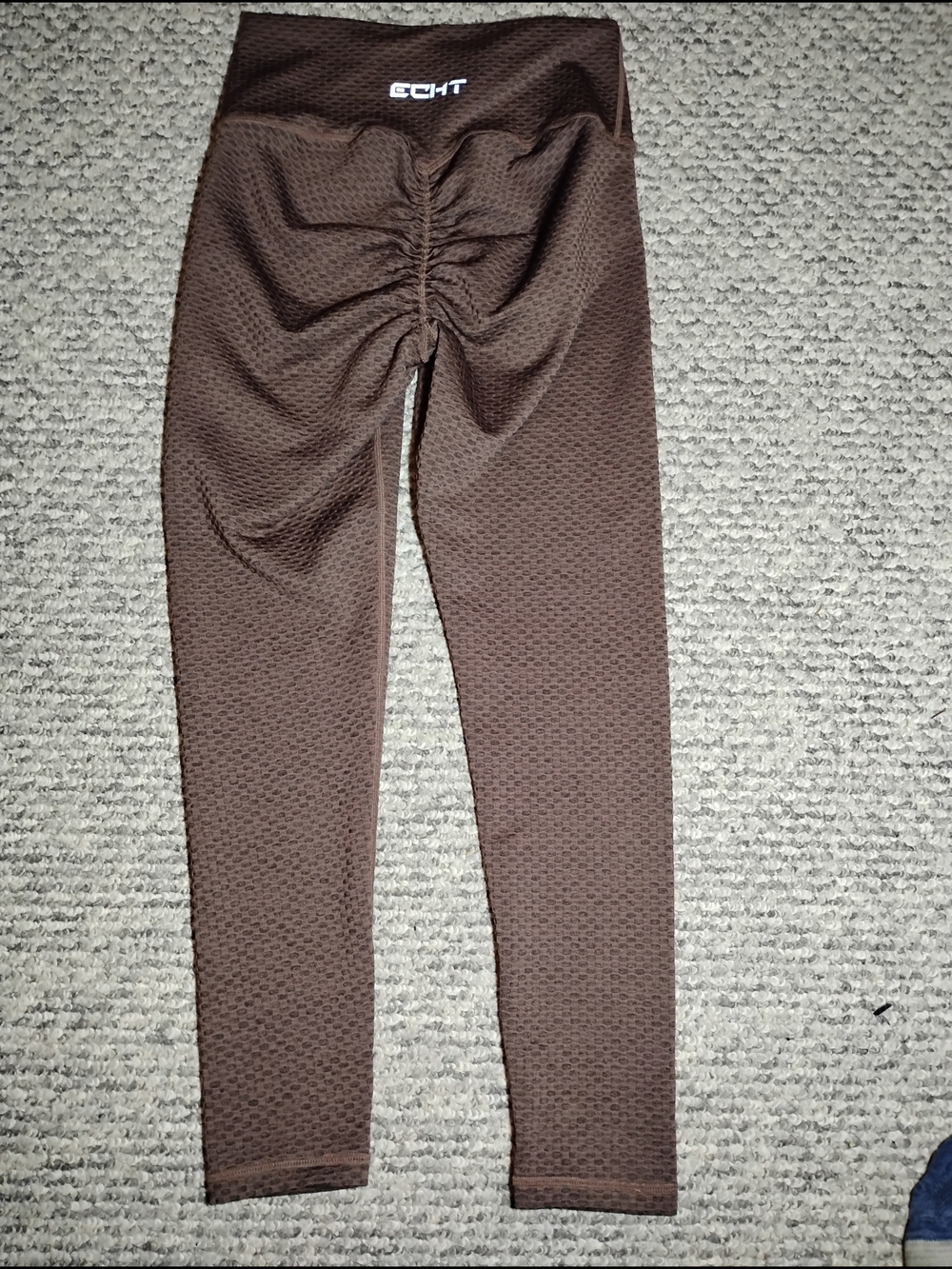 ECHT Brown Textured High-Waist Scrunch Leggings